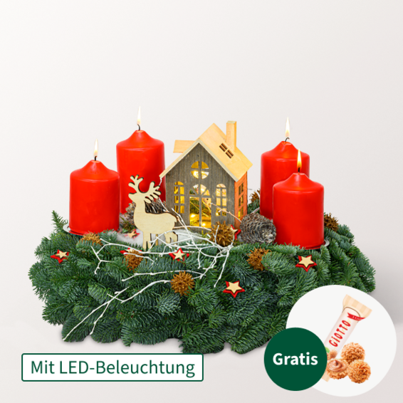 Adventskranz Leuchtender Advent (Ø 40 cm) mit Ferrero Giotto 3er