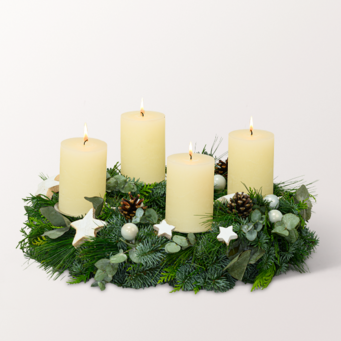 Adventskranz Shiny White (Ø 35 cm) mit Ferrero Giotto 3er