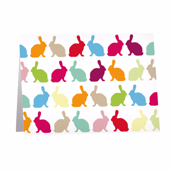 Motif card colorful Easter bunnies