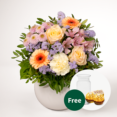 Flower Bouquet Blütenschönheit with vase & 2 Ferrero Rocher