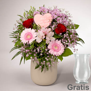 Blumenstrauß Mutterherz mit Vase