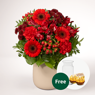 Flower Bouquet Fabelhaft with vase & 2 Ferrero Rocher