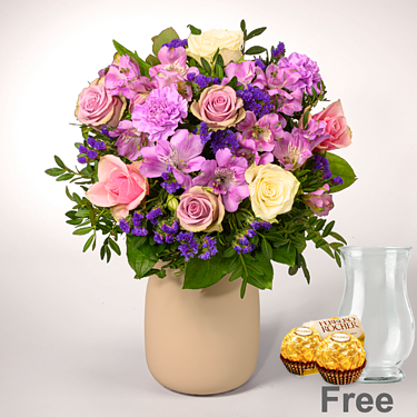 Flower Bouquet Danke with vase & 2 Ferrero Rocher