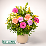 Blumenstrauß Beste Wünsche mit Vase & 2 Ferrero Rocher