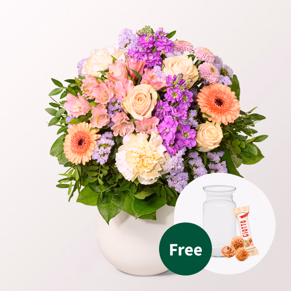 Flower Bouquet Muttertagstraum with vase & Ferrero Giotto