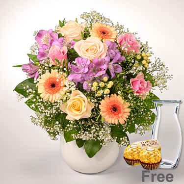 Flower Bouquet Poesie with Vase & 2 Ferrero Rocher