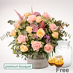 Premium Bouquet Die Beste with premium vase & 2 Ferrero Rocher