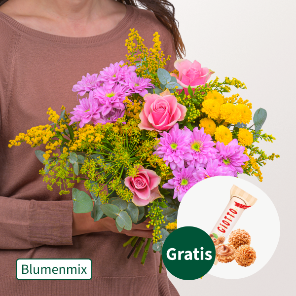 Blumenmix Blütengruß mit Ferrero Giotto 3er