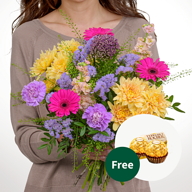 Flower Bouquet Blumensymphonie with 2 Ferrero Rocher