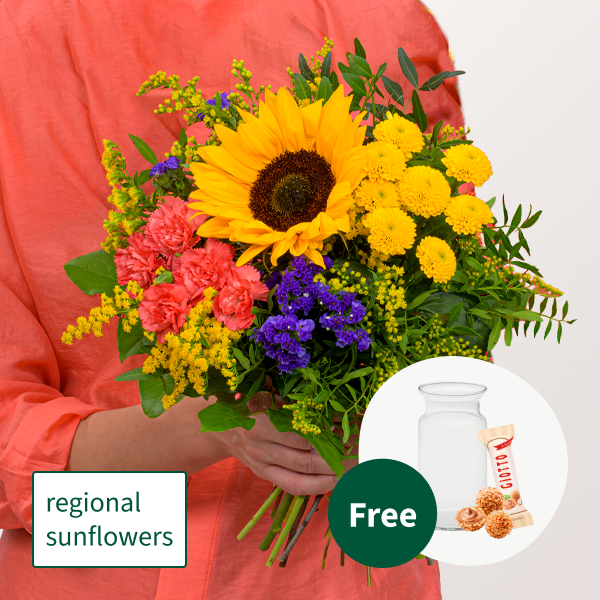 Flower Bouquet Sonnengrüße with vase