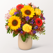 Blumenstrauß Sommerlichter mit Vase & Ferrero Giotto 3er