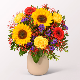 Blumenstrauß Sommerlichter mit Halloren Kugeln & Vase