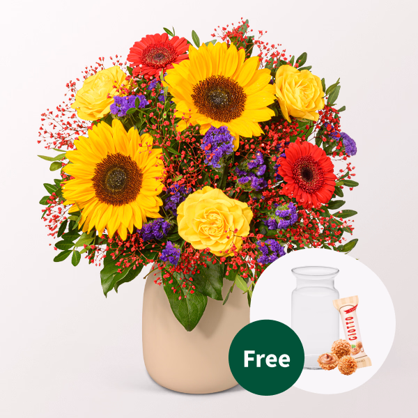 Flower Bouquet Sommerlichter with vase & Ferrero Giotto