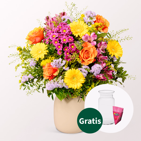Blumenstrauß Blütenkuss mit Halloren Kugeln & Vase