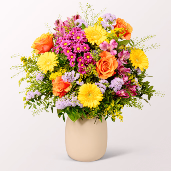 Flower Bouquet Blütenkuss with Halloren Balls & vase