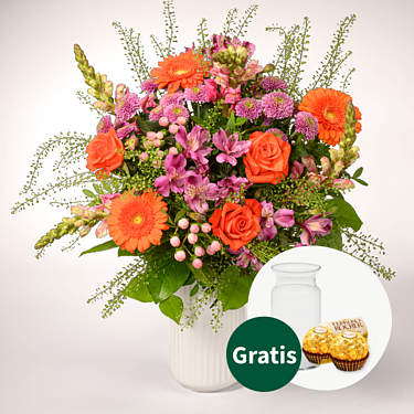 Blumenstrauß Blumensymphonie mit Vase & 2 Ferrero Rocher