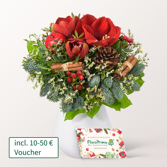 Flower Bouquet Winterstimmung with Voucher and with vase