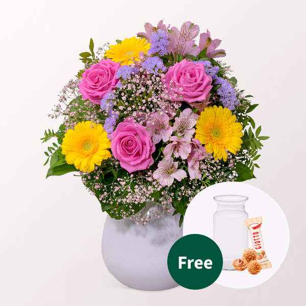 Flower Bouquet Farbentanz with vase & Ferrero Giotto