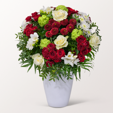 Flower Bouquet Blütenromanze with vase & 3 Ferrero Giotto