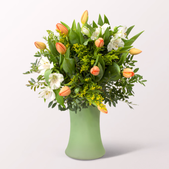 Blumenstrauß Tulpentraum mit Vase & Ferrero Giotto