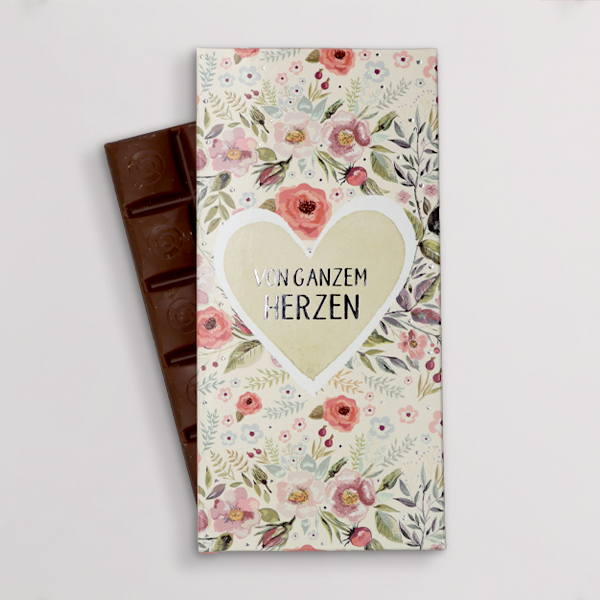 Tafelschokolade „von ganzem Herzen“ (100 g)