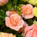 Blumenstrauß Zarte Grüße mit Vase & Ferrero Giotto 3er