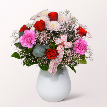Flower Bouquet Blütenromanze with vase & 3 Ferrero Giotto