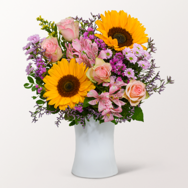 Blumenstrauß Fabelhaft mit Vase & Ferrero Giotto 3er