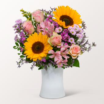 Blumenstrauß Fabelhaft mit Vase & Ferrero Giotto 3er