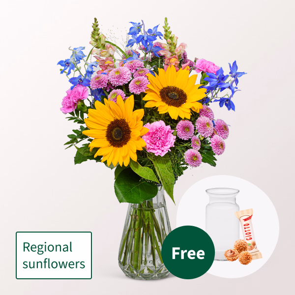 Flower Bouquet Lovely mit vase & 3 Ferrero Giotto