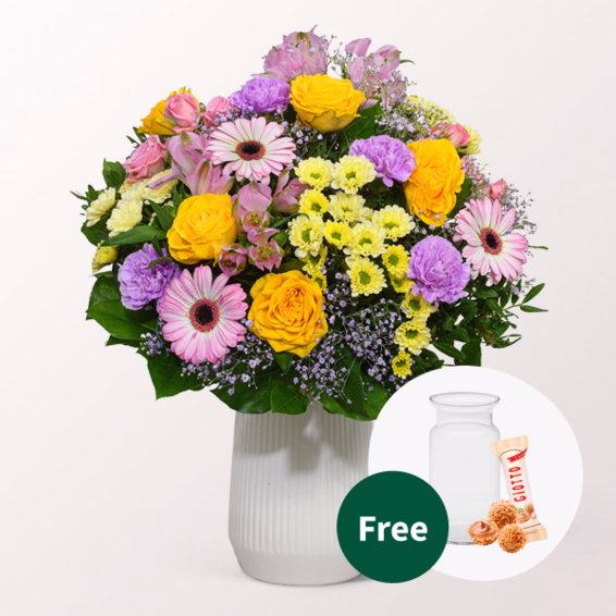 Flower Bouquet Joy mit vase & 3 Ferrero Giotto