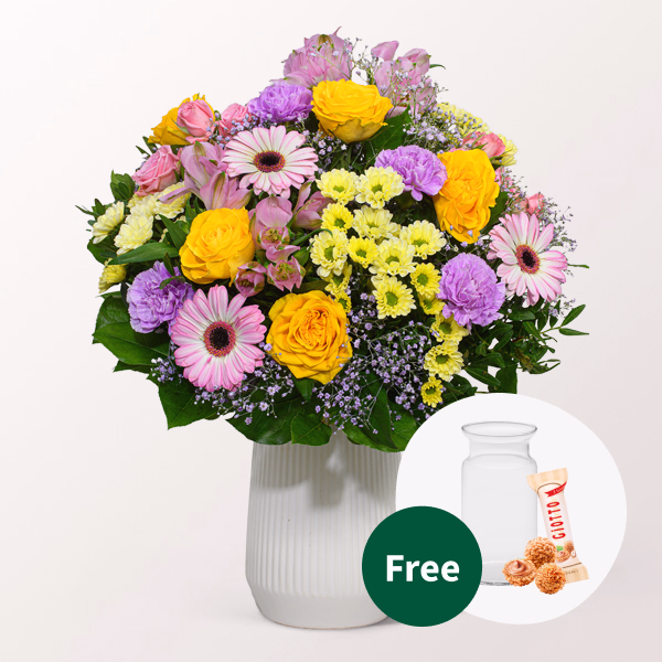Flower Bouquet Joy with vase & Ferrero Giotto