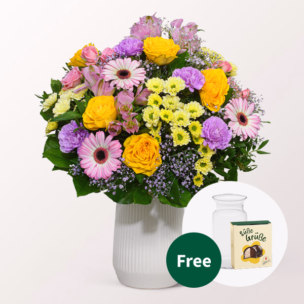 Flower Bouquet Joy with Halloren Balls & vase