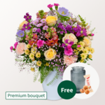Premium Bouquet Blütenkuss with Premium Vase & 3 Ferrero Giotto