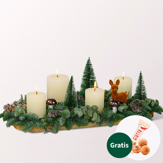 Adventsgesteck Wonderland mit Ferrero Giotto 3er
