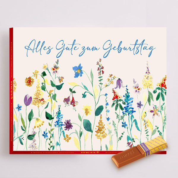 Merci mit Motivkarte „Alles Gute zum Geburtstag“