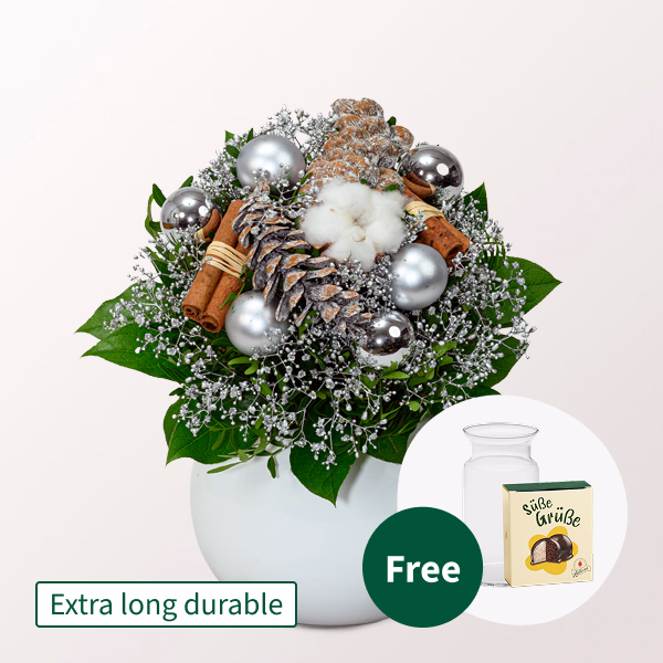 Bouquet Wintergruß with Halloren Balls & vase