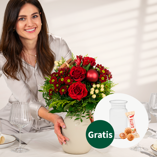 Blumenstrauß Weihnachtsüberraschung mit Vase