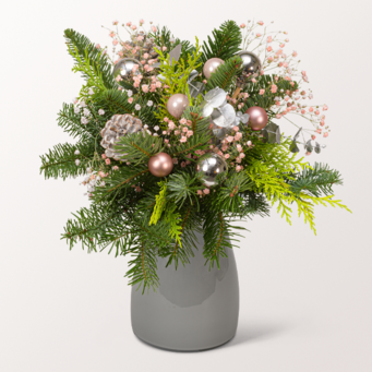 Bouquet Winterglanz with vase & 3 Ferrero Giotto