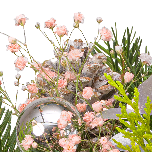 Bouquet Winterglanz with vase & 3 Ferrero Giotto