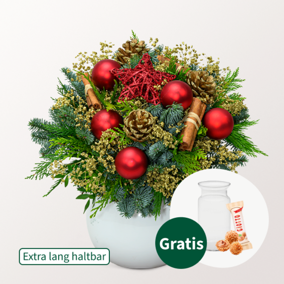 Strauß Weihnachtsstern mit Vase