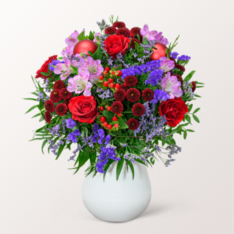 Blumenstrauß Winterlicht mit Vase & Ferrero Giotto 3er