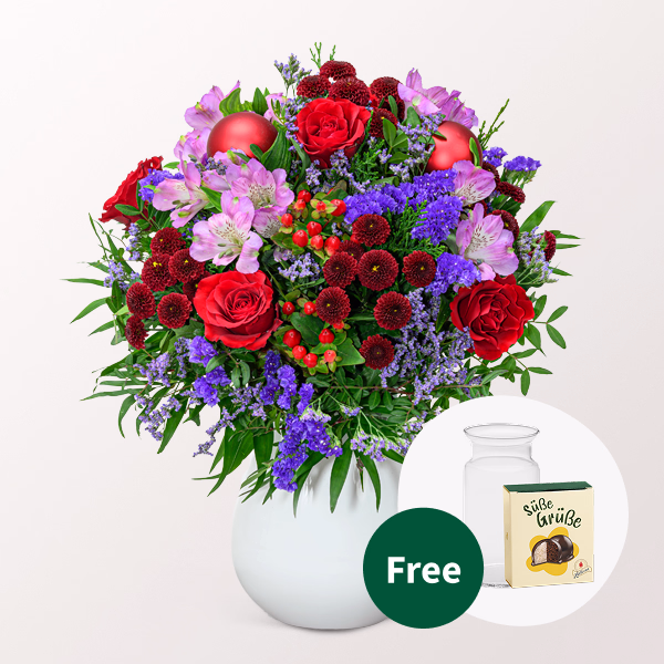 Flower Bouquet Winterlicht with Halloren Balls & vase