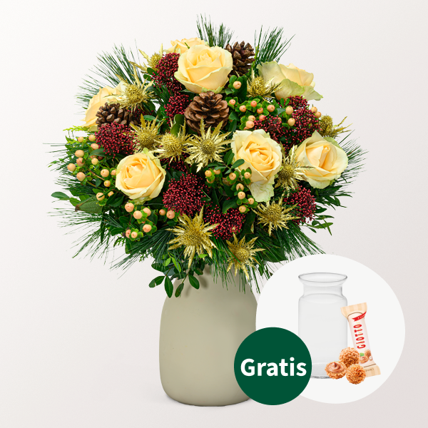 Blumenstrauß Goldglöckchen mit Vase