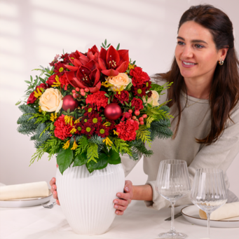 Premiumstrauß Festliche Bescherung mit Premiumvase