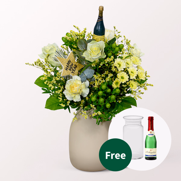 Flower Bouquet „Happy New Year“ with vase