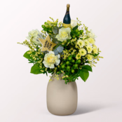Flower Bouquet „Happy New Year“ with vase & Rotkäppchen Sparkling Wine