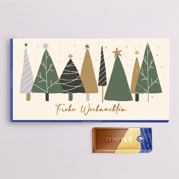 Merci mit Banderole „Frohe Weihnachten“ (100 g)