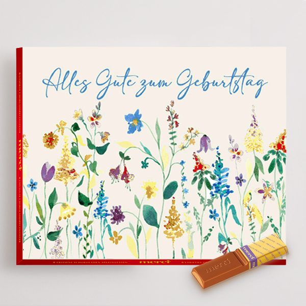 Merci mit Motivkarte „Alles Gute zum Geburtstag“