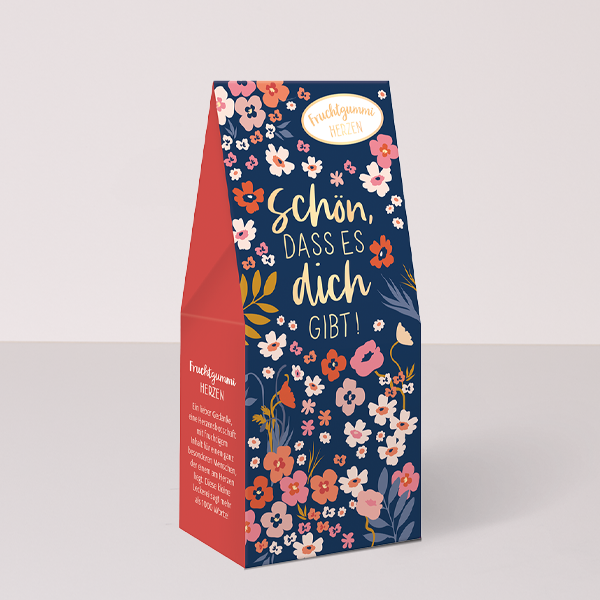 Fruchtgummi Herzen „Schön, dass es dich gibt“ (70 g)